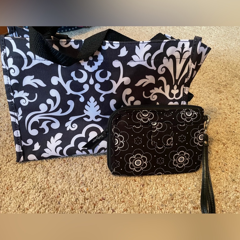 Thirty-One Black and White Bag & Wallet
